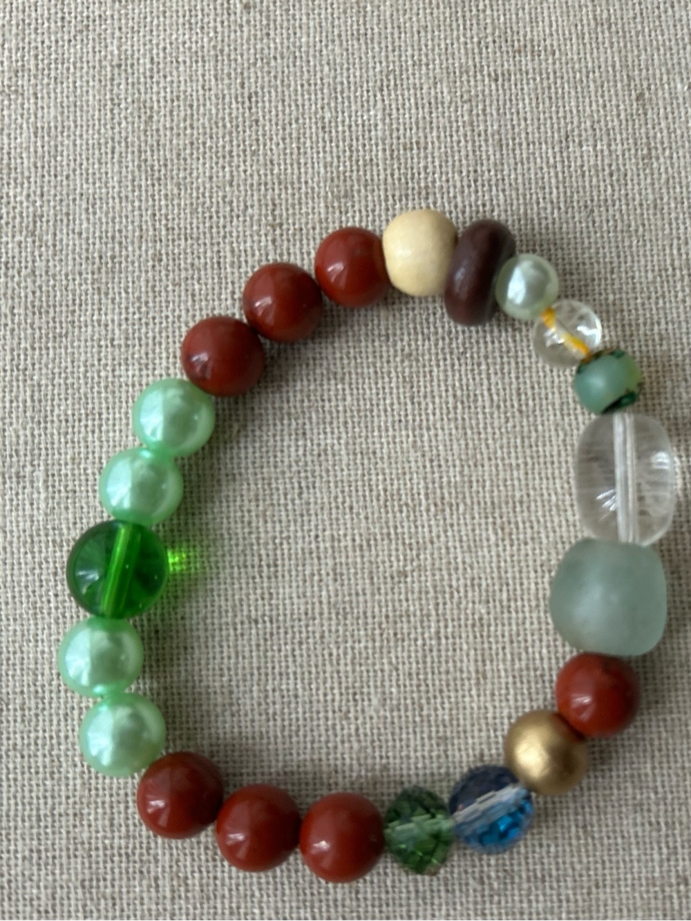 Handcrafted Multicolor Beaded Bracelet - Green & Brown